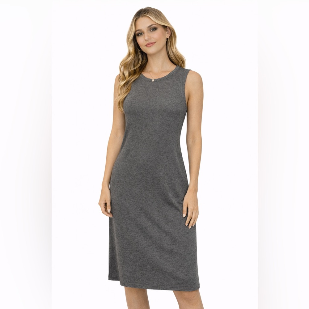 Theory Size Small Pima Cotton Modal Spandex Blend Gray Sleeveless MIDI Dress‎